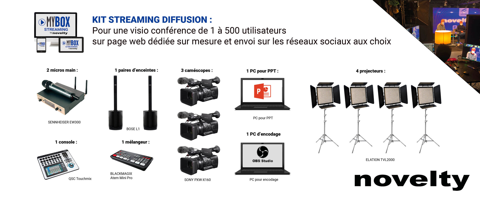 Visuel Fiche complète : NOVELTY Kit Streaming Diffusion 1-500